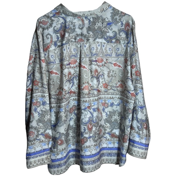 Chico's Coral Venetian Murals Modern Utility Button Up Shirt, Chico's Size 3 - Picture 2 of 10